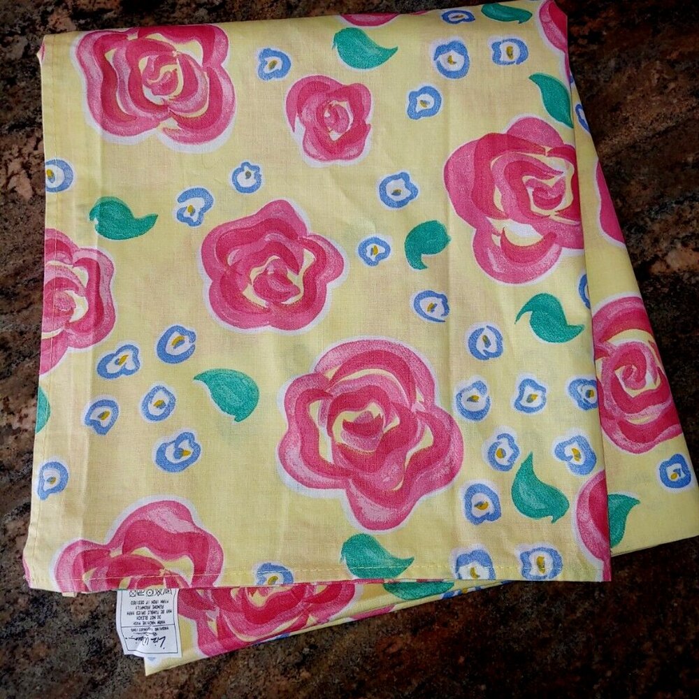 Liz Wain for Renaissance Floral Cotton Tablecloth SPAIN 58x101"